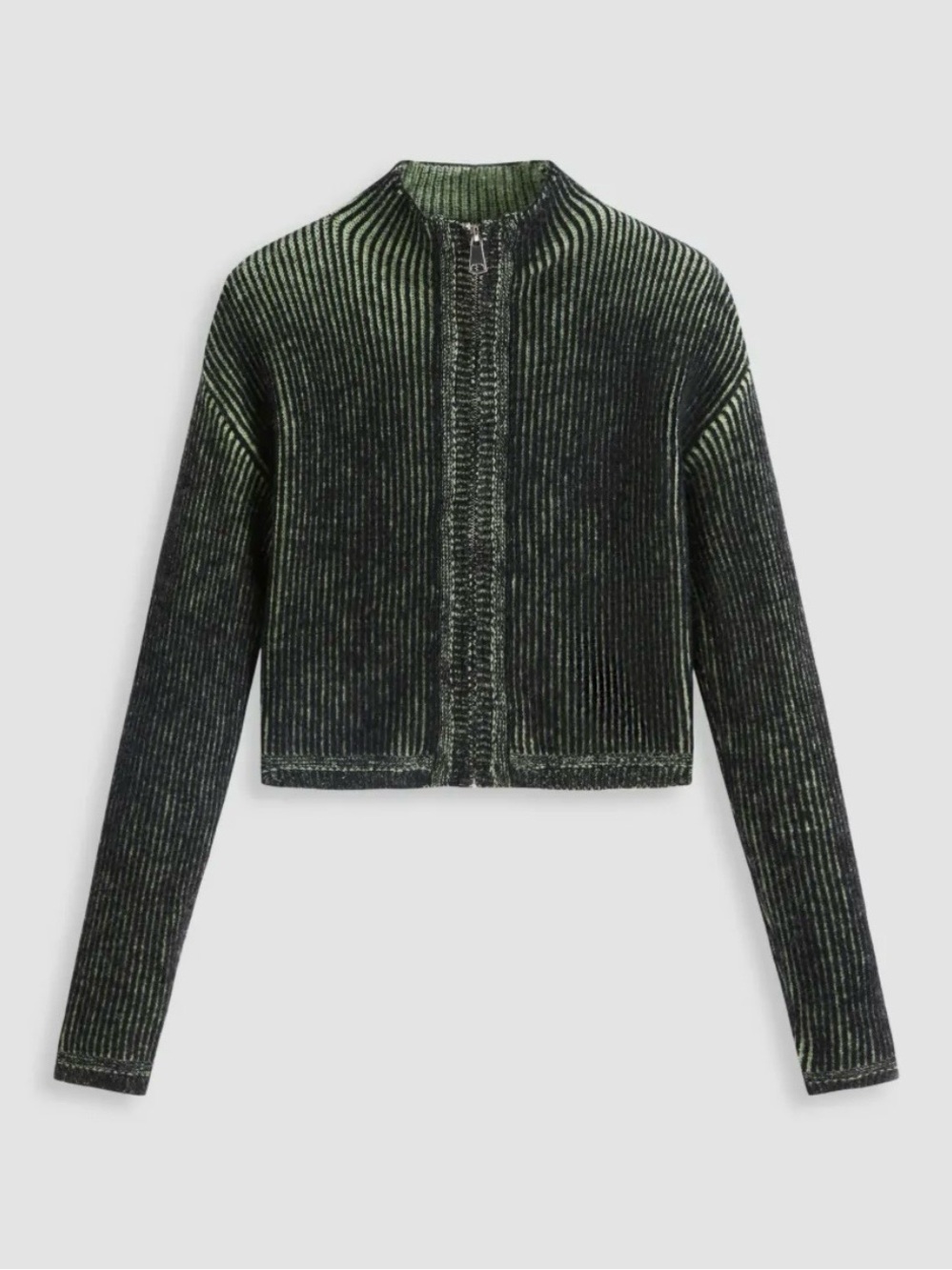 NWOT Ribbed Full Zip, Cropped, Cardigan/Sweater, High Neck, Size Large